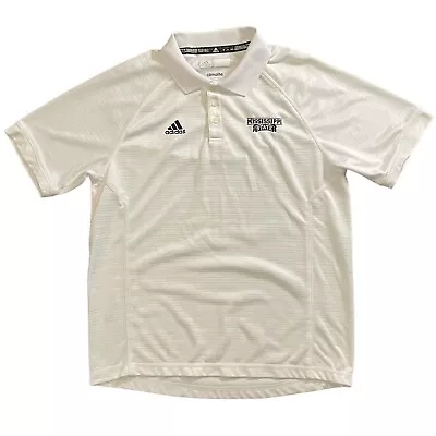 Used Adidas Climalite Mississippi State Bulldogs Polo Shirt White Size Medium • $19.99