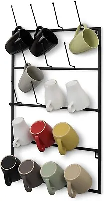 Black Metal Wall Mounted Kitchen Coffee Mug Rack Cup Holder Display Organizer • $44.99