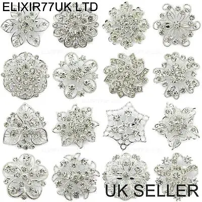 £92.39 • Buy Job Lot Silver Diamante Flower Pin Brooch Wedding Bouquet Bridal Ladies Broaches