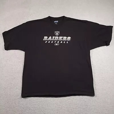 Vtg Reebok Oakland Raiders NFL T-Shirt Mens 2XL Black Graphic Spellout Football • $14.97