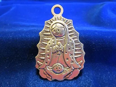 Virgencita De Guadalupe Medal Silvertone 1-7/8  Long • $12.50