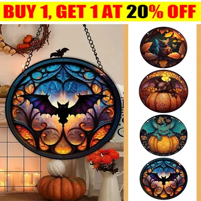 Bat Wreath Logo Hanging Acrylic Pendant Bat Halloween Acrylic Pendant Decoration • £6.75