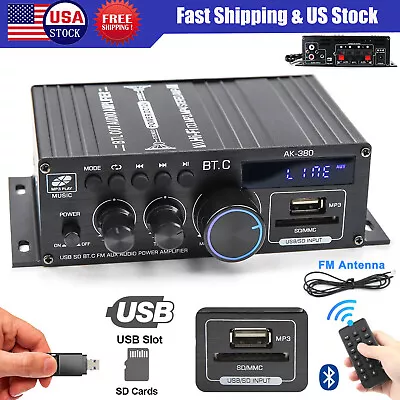 800W 2 Channel Bluetooth Mini HIFI Power Amplifier Audio Stereo Amp Home Car FM • $28.36