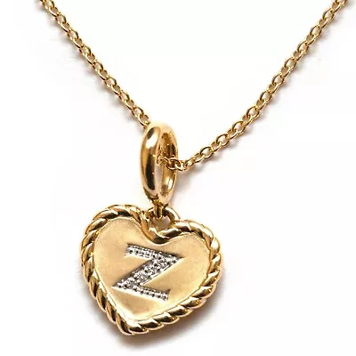 New DAVID YURMAN Heart Initial Charm Z 18K Yellow Gold & Diamond 18  Necklace • $595