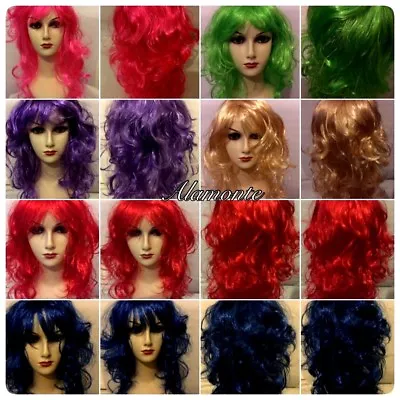 £5.50 • Buy Men Women Rocker Punk Fancy Dress Wig Cosplay Costume Ladies Full 70's 80's Wig 