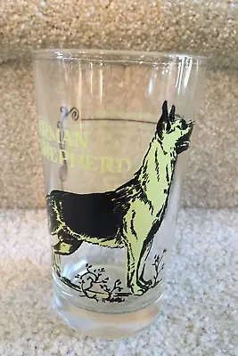 Vtg MCM Dog Drinking Glass Tumbler 5  German Shepherd Description Back FREE SHIP • $20.99