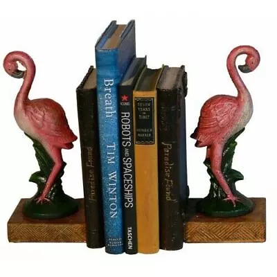 Large Heavy Cast Iron Pink Flamingo Bird Bookends - 3.6kg Each 7.2kg Total - NEW • $124.95