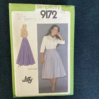 Vintage Simplicity 9172 NEW Floor Length Circle Skirt Misses Size 14 • $9