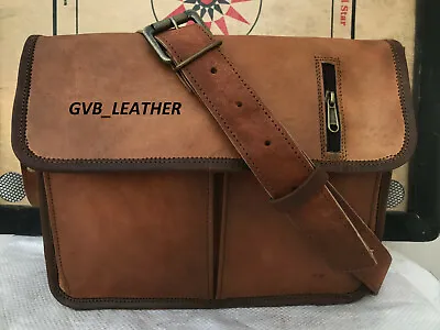 Mens Genuine Vintage Leather Messenger Pro Business Laptop Briefcase Satchel Bag • $50.05