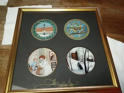 4 P. Buckley Moss Porcelain Ornaments Framed Skaters Lighthouse Partridge+ • $34.75