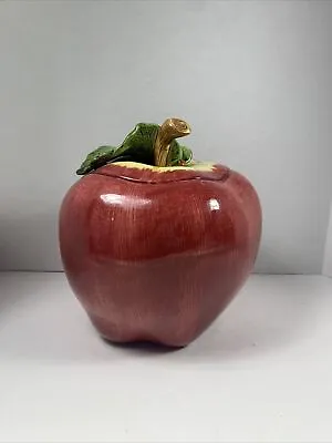 Vintage Apple Metlox Cookie Jar RARE Made In USA  With Beautiful Leaf Lid • $35