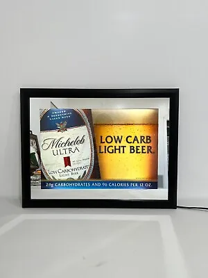 Vintage Michelob Ultra Low Carb Light Beer Mirror Bar Sign 26”x20” - WORKS - GUC • $69.99
