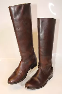 Frye Melissa Button Back Zip Womens 8.5 B Tall Brown Leather Riding Boots 76432 • $19.38