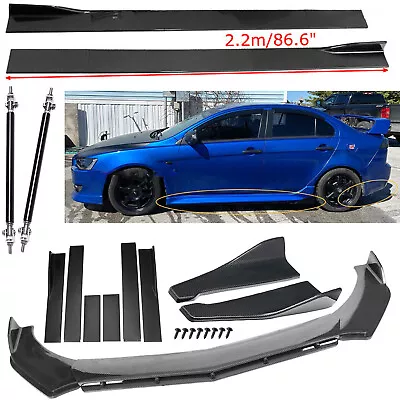 Carbon Fiber Front Bumper Lip Side Skirt Strut Rods For Mitsubishi Lancer X • $189.99