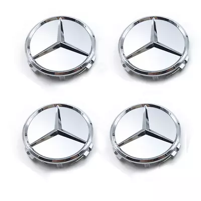 $10.81 • Buy Set Of 4 Fit Mercedes Benz Wheel Center Caps Hub SILVER CHROME Emblem AMG 75mm