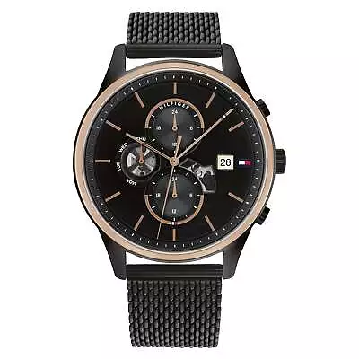 Tommy Hilfiger Black Mesh Multi-function Men's Watch - 1710505 • $319