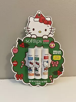 Hello Kitty Softlips Limited Edition Christmas Lip Balm Set 3 Different Flavors • $12