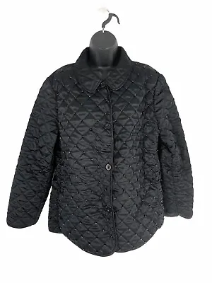 Michael Simon Women’s High Shine Beaded Puffer Quilt Button Jacket XL RARE • $39