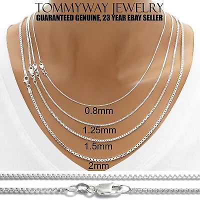 Guaranteed 925 Sterling Silver Box Chain Necklace W/ Strong Lobster Lock Italy  • $9.49