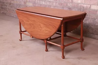 Baker Furniture Queen Anne Walnut Drop Leaf Coffee Table Newly Refinished • $1895