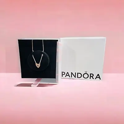 Authentic PANDORA 925 Sparkling Freehand Heart Necklace 380089C01-45 W/Gift Box • $70