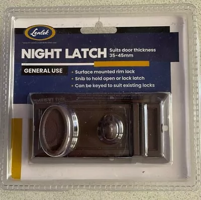 Lenlok Night Latch With Cylinder FB - Surface Mounted Rim Lock  • $34