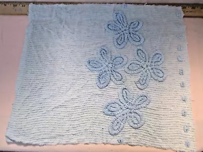 Vintage ~ LT. BABY BLUE FLORAL CHENILLE REMMANT FABRIC ~ Approx. 17.50 X15.0  • $4.95