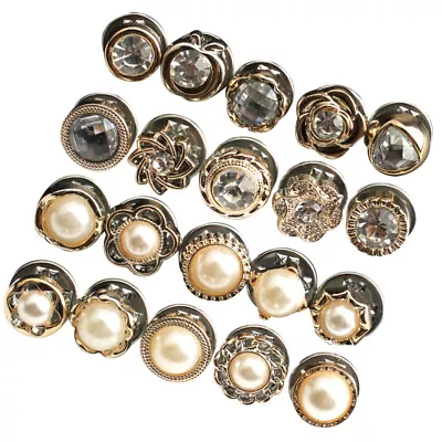 40 Pcs Vintage Metal Flower Buttons Sewing Fastener Crystal Brooch Button • £14.78