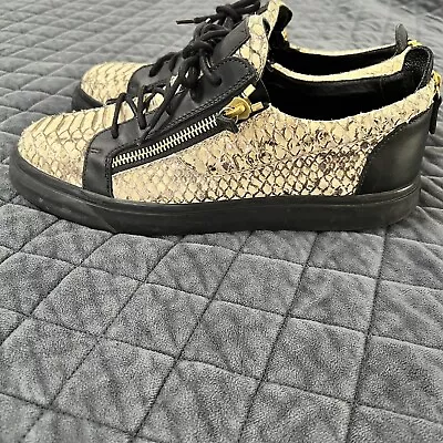 Giuseppe Zanotti Men Size 13 46 Italy Animal Print Snake Black Shoe Sneaker • $98