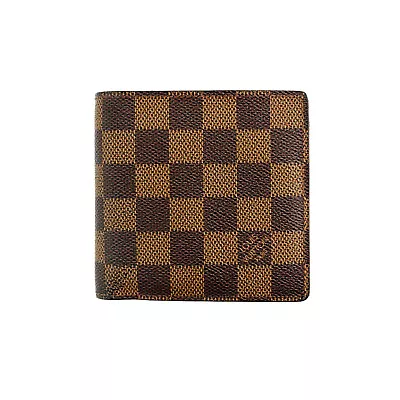 Authentic LOUIS VUITTON Damier Ebene Canvas Leather Marco Bifold Wallet Spain • $150