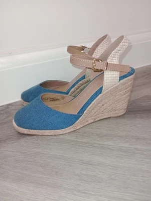 £9.99 • Buy F&F DENIM Wedge Sandals Sensitive Sole Size UK 5 