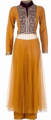 NWT 2013 Manish Malhotra Anakali Dress Sz 38 Mustard Tulle NO PANTS OR SCARF • $279.99