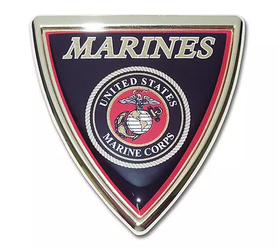 Marines Marine Corps Usmc Shield Military Logo Chrome Auto Car Emblem Usa Made • $39.99