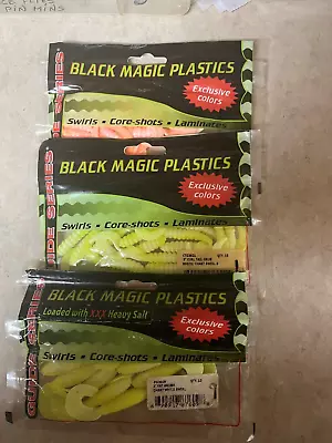 (LOT OF 3) Black Magic 3  Curly Tail Grub & Fat Grub • $4