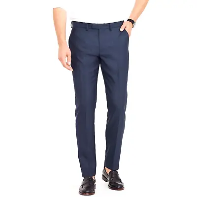 J.Crew Bowery Mens Size 36x32 Navy 100% Wool Stretch Slim Fit Dress Pants • $35