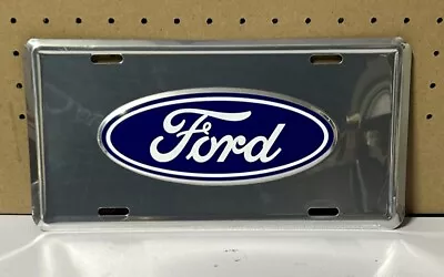 Ford Logo Embossed Metal License Plate Silver And Blue 🇺🇸👍 • $8.98