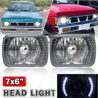 Pair 5x7 7x6 Inch Chrome LED Headlight Hi-Lo Beam For Nissan Pickup Hardbody D21 • $27.89