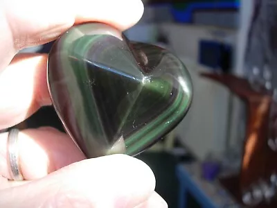 Rainbow Obsidian Heart Shapes  X 4  425 Gms EBay U.K. Seller For Over 20 Years • £45