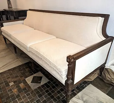 Vintage Victorian Sofa Couch Hand Carved Mahogany White Antique Florida  • $800