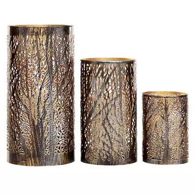 3 Holder Bronze Metal Tree Decorative Candle Lantern Set Of 3 • $28