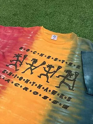 Vintage Major Leauge Lacrosse Rochester Knighthawks Tie Dye T-Shirt Men's Large • $45