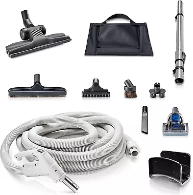 30 Ft Central Vacuum Hose Kit With Turbo Nozzles - Fits All Brands • $238.99