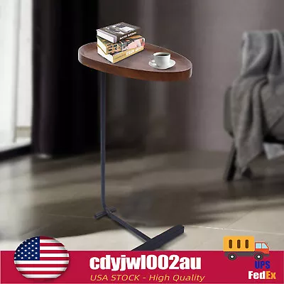 C-shaped Design Metal + Walnut End Table Waterproof Desktop Black Coffee Table • $49.40