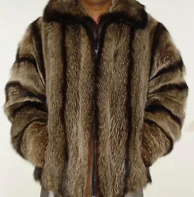 Men's Top Quality Raccoon Fur Jacket Size 42-44 FREE SHIPPING Excellent Conditio • $499.99