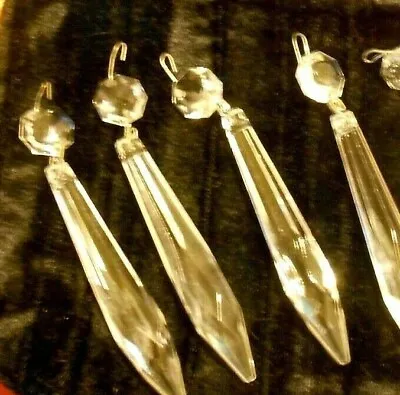 $15 • Buy VINTAGE Lot Of 4 Clear Crystal Glass Icicle Chandelier Replacement Drop Prisms 