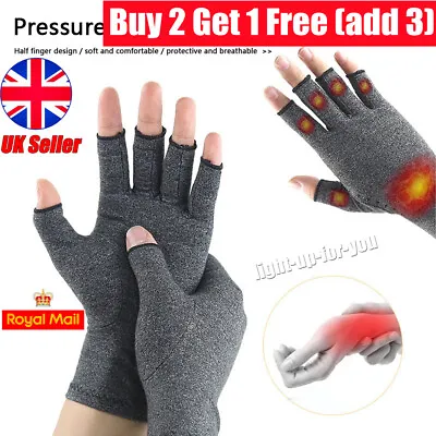 £4.11 • Buy Fingerless Compression Gloves Anti Arthritis Hand Pain Relief Brace Support UK