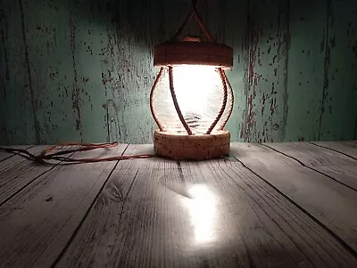 Vintage 1930s Glass Cork Fishing Float Lamp Ambient Lighting Table Hanging Boat • $153.93