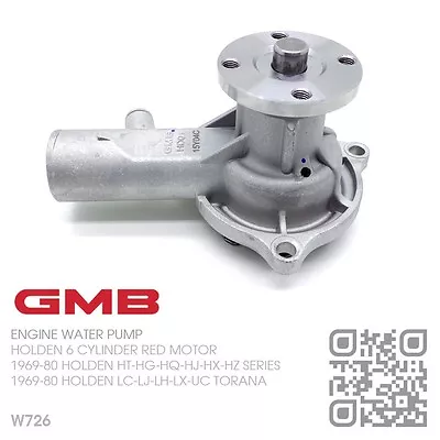 Gmb Water Pump 186-202 6 Cyl Red Engine [1969-80 Holden Lc-lj-lh-lx-uc Torana] • $49.50