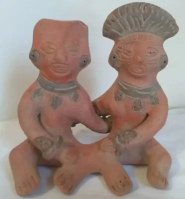 Clay Sculpture Man Woman Couple  Figure Primitive Antique Mexico Handmade READ • $18.99