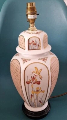 £19.99 • Buy Vintage Chinese Hexagonal Enamel Vase Table Lamp - Working - Hummingbird